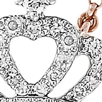1/8 ct. t.w. Diamond Crown Pendant Necklace in 14K Rose Gold