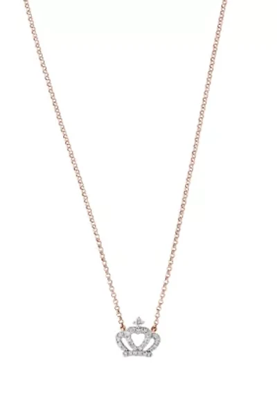 1/8 ct. t.w. Diamond Crown Pendant Necklace in 14K Rose Gold