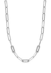 1.09 ct. t.w. Diamond Paperclip Necklace in Sterling Silver