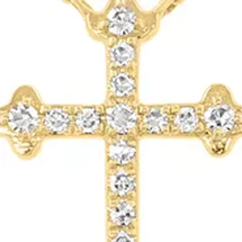 Cross Lariat Diamond Necklace in 14K Yellow Gold