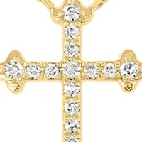 Cross Lariat Diamond Necklace in 14K Yellow Gold