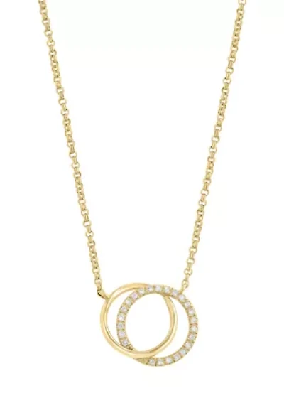Diamond Necklace in 14K Gold Plated Sterling Silver