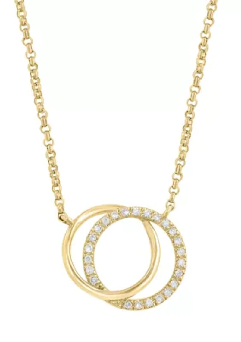 Diamond Necklace in 14K Gold Plated Sterling Silver