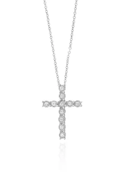 0.24-ct. t.w. Diamond Cross Pendant in Sterling Silver