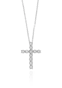 0.24-ct. t.w. Diamond Cross Pendant in Sterling Silver
