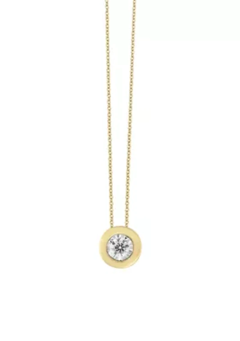 1/5 ct. t.w. Diamond Bezel Illusion Pendant Necklace in 14K Yellow Gold