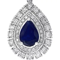 1/5 ct. t.w. Diamond and 1.33 ct. t.w. Natural Sapphire Pendant Necklace  in 14K White Gold