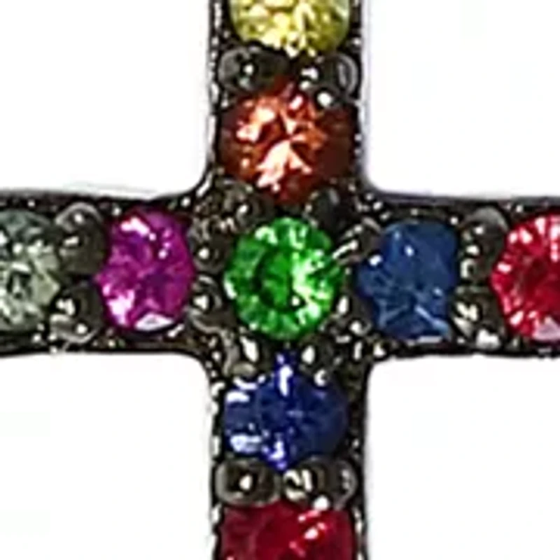 1/5 ct. t.w. Multi Sapphire and Tsavorite Pendant Necklace in Sterling Silver