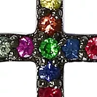 1/5 ct. t.w. Multi Sapphire and Tsavorite Pendant Necklace in Sterling Silver