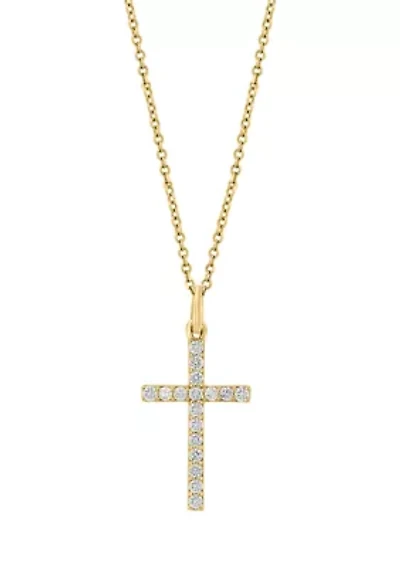 1/4 ct. t.w. Diamond Cross Necklace in 14K Yellow Gold