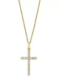 1/4 ct. t.w. Diamond Cross Necklace in 14K Yellow Gold
