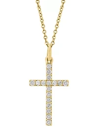 1/4 ct. t.w. Diamond Cross Necklace in 14K Yellow Gold