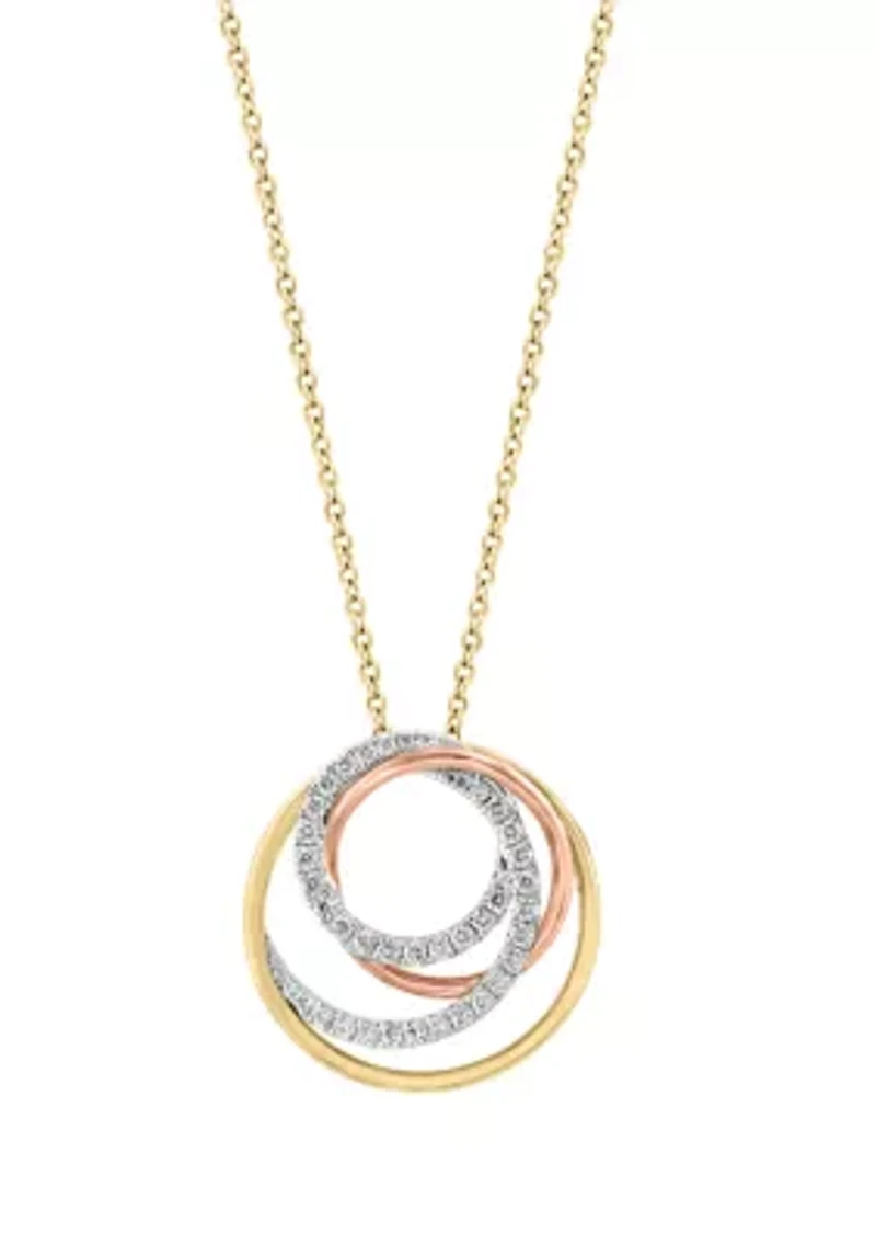 1/4 ct. t.w. Diamond Pendant Necklace in 14K White, Yellow, and Rose Gold