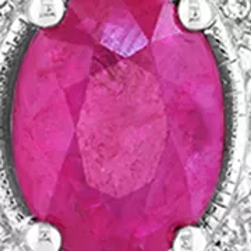 Diamond and Ruby Pendant Necklace in Sterling SIlver