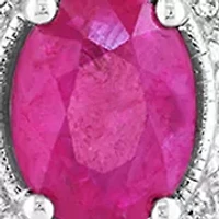 Diamond and Ruby Pendant Necklace in Sterling SIlver