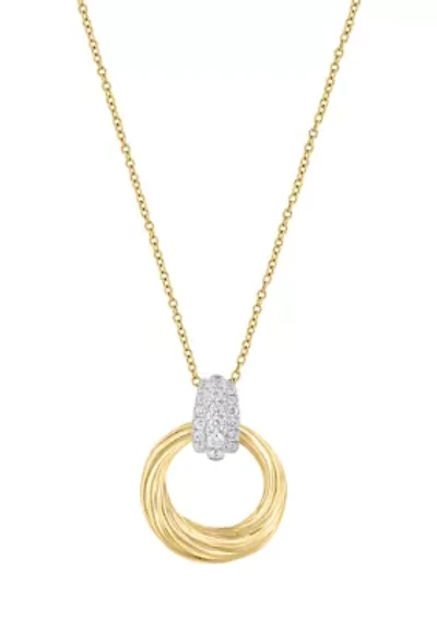 14K White Gold and Yellow Gold Diamond Pendant