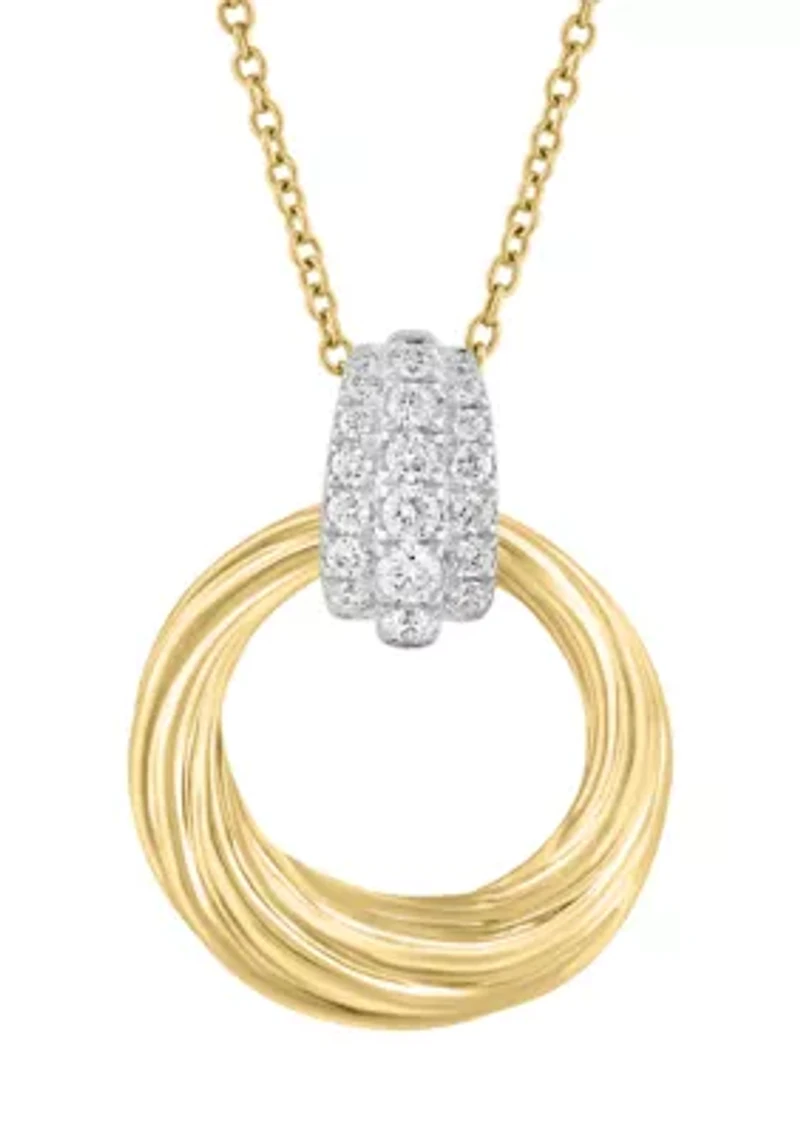 14K White Gold and Yellow Gold Diamond Pendant
