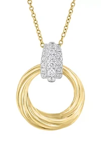 14K White Gold and Yellow Gold Diamond Pendant