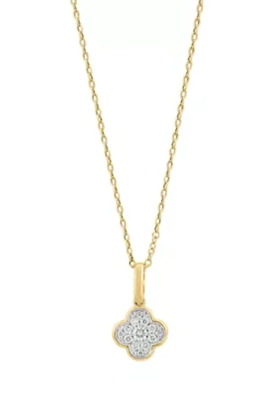 Diamond Pendant Necklace in 14K Gold Plated Sterling Silver 