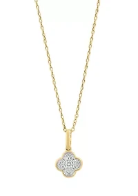 Diamond Pendant Necklace in 14K Gold Plated Sterling Silver 