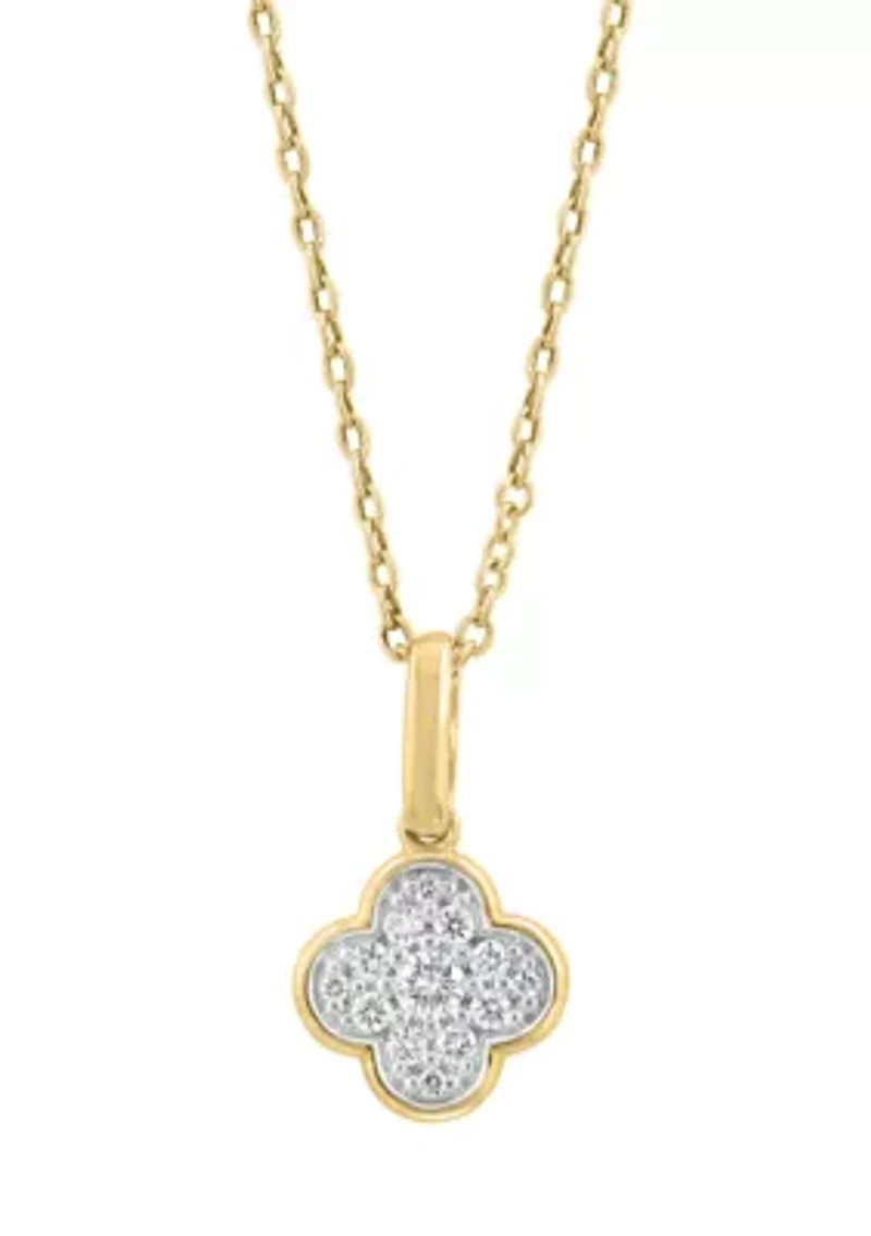 Diamond Pendant Necklace in 14K Gold Plated Sterling Silver 