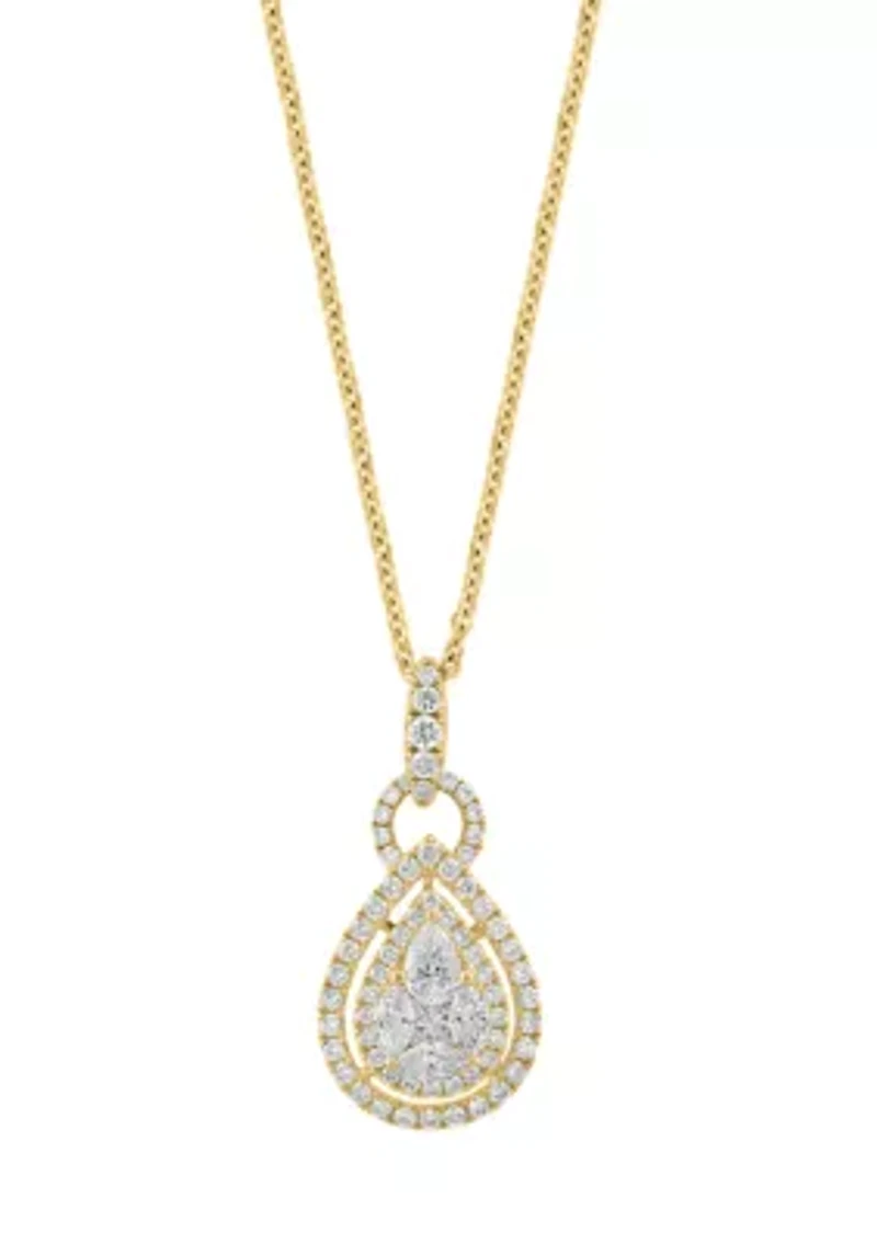 14K Yellow Gold Diamond Pendant Necklace