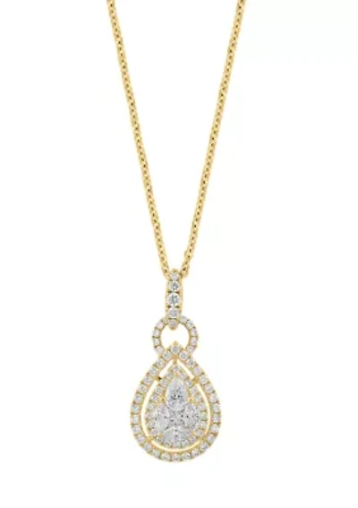 14K Yellow Gold Diamond Pendant Necklace