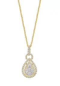 14K Yellow Gold Diamond Pendant Necklace