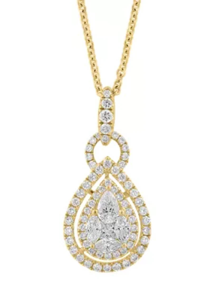 14K Yellow Gold Diamond Pendant Necklace