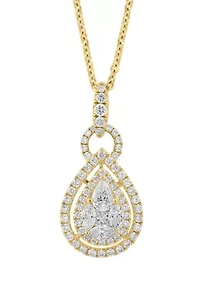 14K Yellow Gold Diamond Pendant Necklace