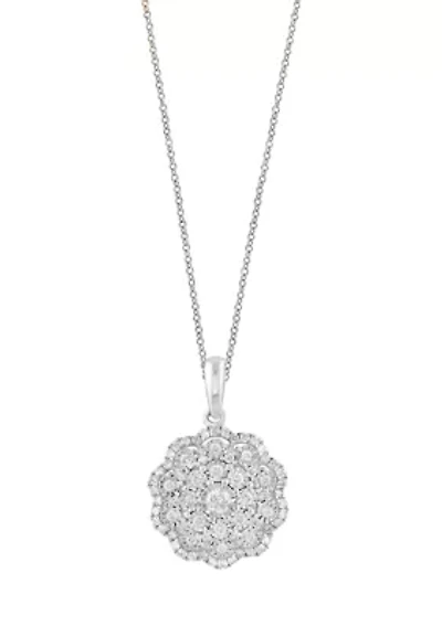  14K White Gold Diamond Pendant 