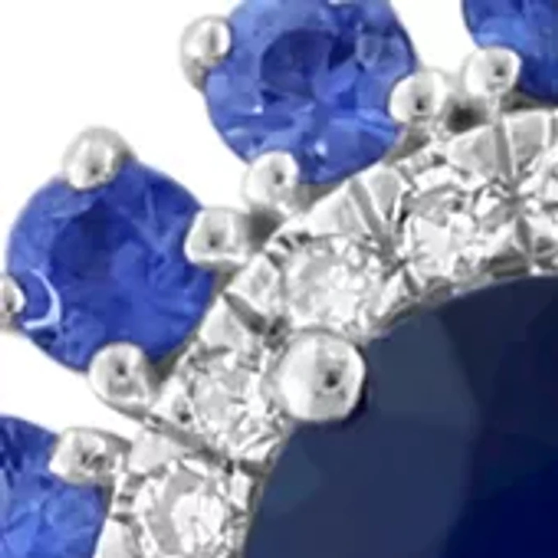  1/10 ct. t.w. Diamond, Natural Sapphire Pendant Necklace in 14K White Gold 
