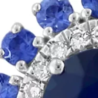  1/10 ct. t.w. Diamond, Natural Sapphire Pendant Necklace in 14K White Gold 