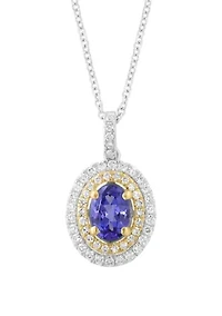 14K White Gold and Yellow Gold Diamond and Tanzanite Pendant