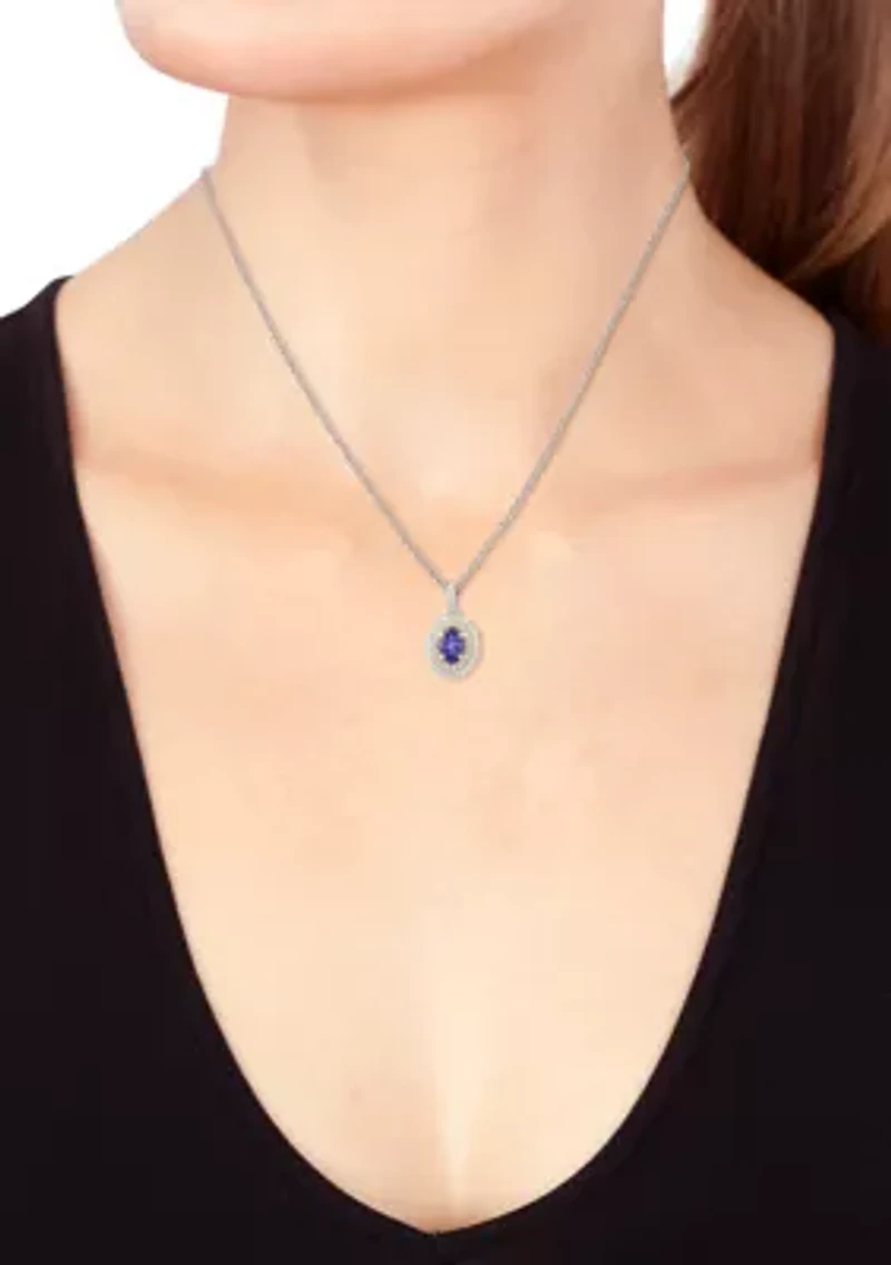 14K White Gold and Yellow Gold Diamond and Tanzanite Pendant