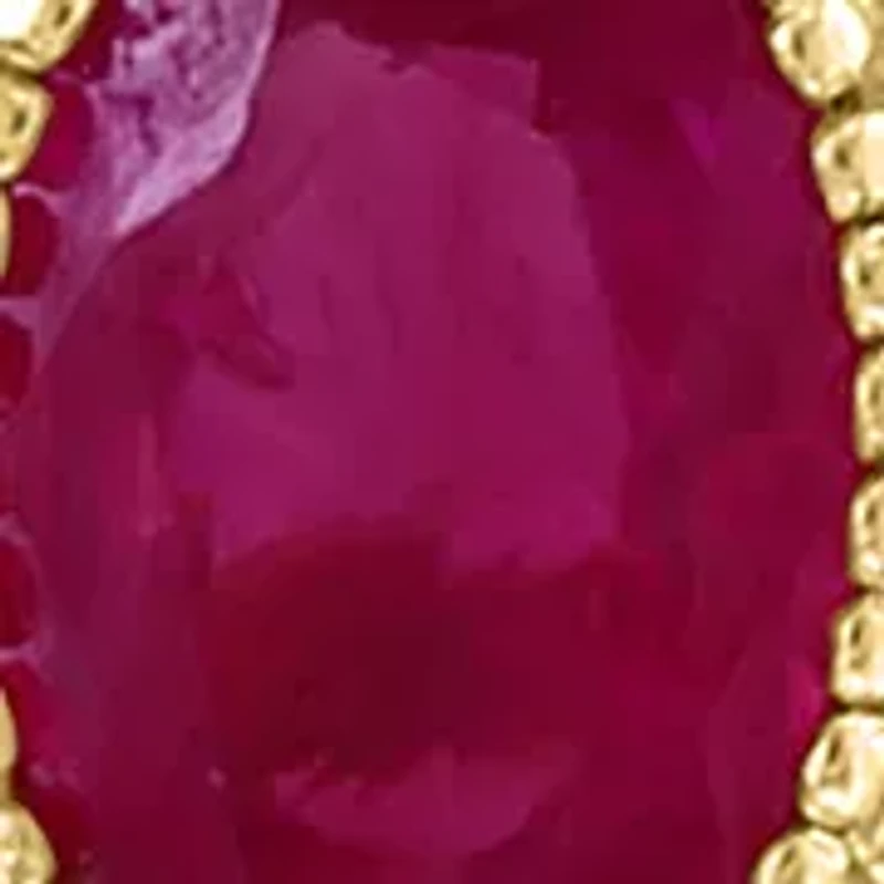 14K Yellow Gold Diamond, Natural Ruby Pendant Necklace