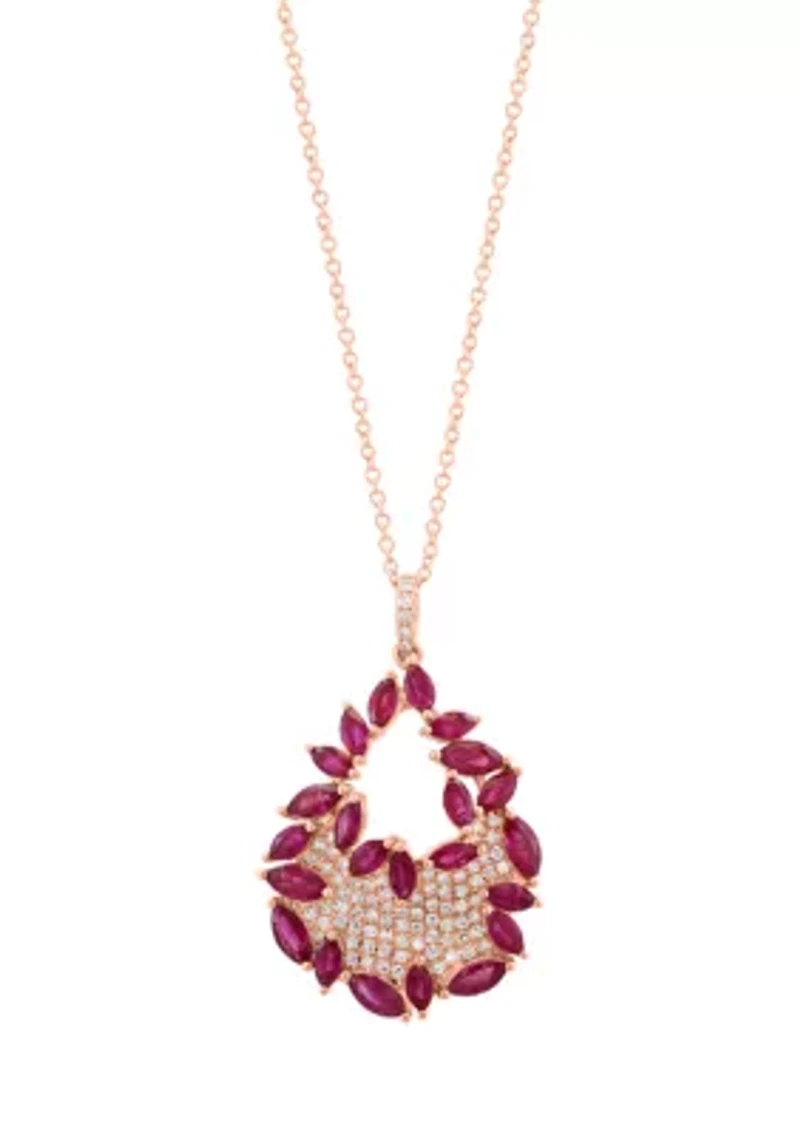 1/3 ct. t.w. Ruby, 2.5 ct. t.w. Diamond Pendant Necklace in 14K Rose Gold
