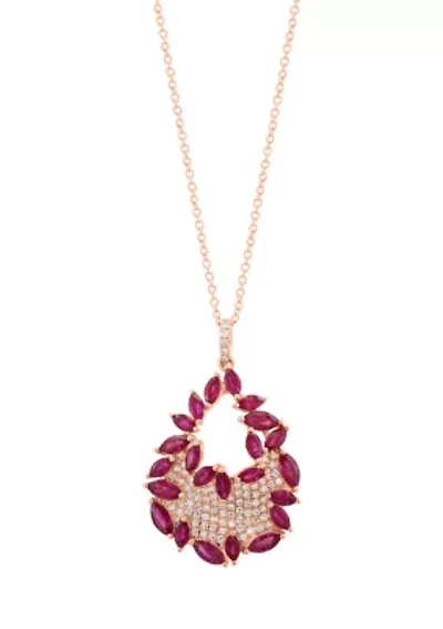 1/3 ct. t.w. Ruby, 2.5 ct. t.w. Diamond Pendant Necklace in 14K Rose Gold