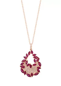 1/3 ct. t.w. Ruby, 2.5 ct. t.w. Diamond Pendant Necklace in 14K Rose Gold