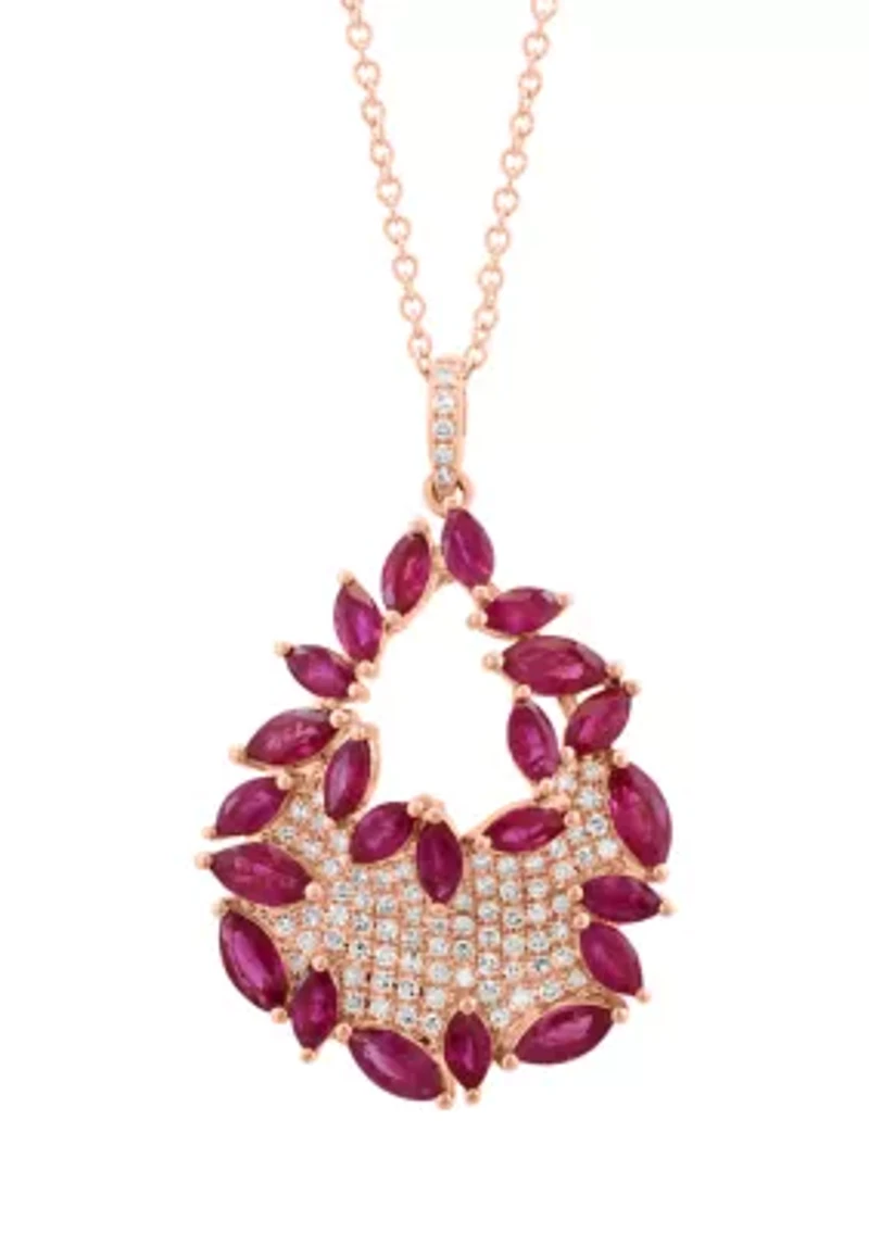 1/3 ct. t.w. Ruby, 2.5 ct. t.w. Diamond Pendant Necklace in 14K Rose Gold