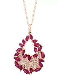 1/3 ct. t.w. Ruby, 2.5 ct. t.w. Diamond Pendant Necklace in 14K Rose Gold