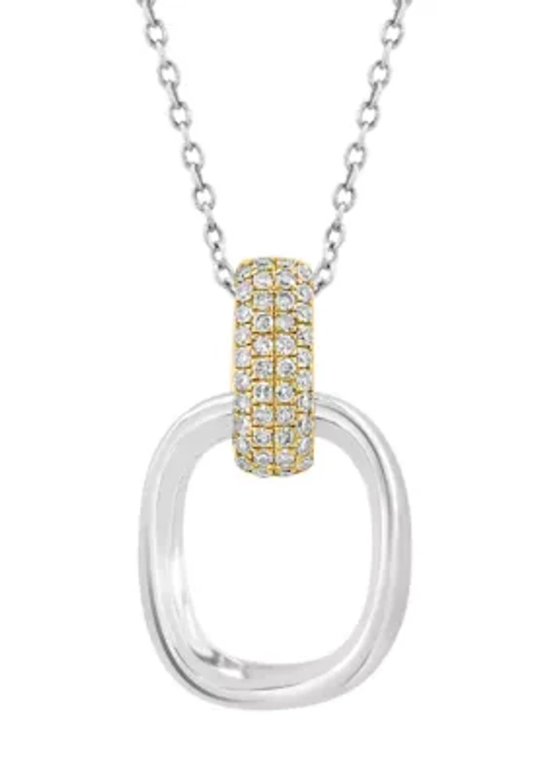 Silver 14K Yellow Gold Plated Diamond Pendant