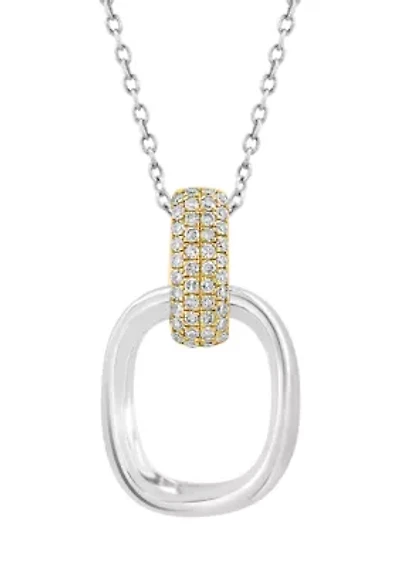 Silver 14K Yellow Gold Plated Diamond Pendant 