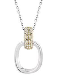 Silver 14K Yellow Gold Plated Diamond Pendant 