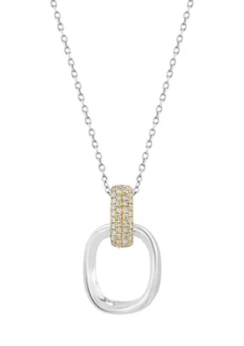 Silver 14K Yellow Gold Plated Diamond Pendant