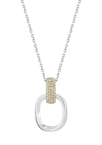 Silver 14K Yellow Gold Plated Diamond Pendant 