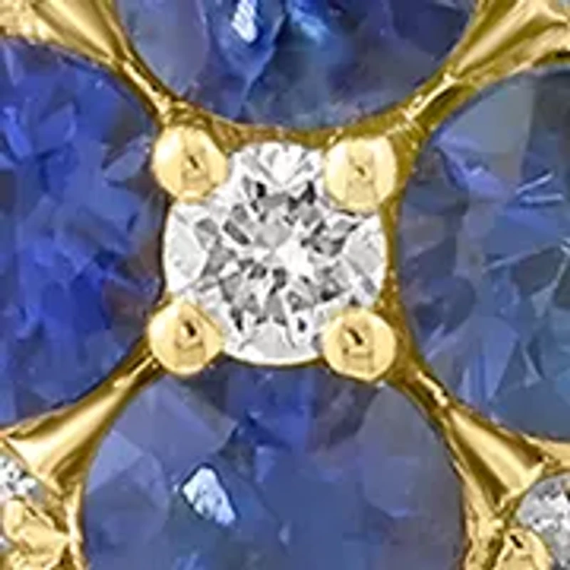 Natural Diamond and Sapphire Pendant Necklace in 14K Gold Over Silver