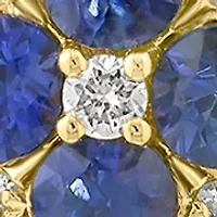 Natural Diamond and Sapphire Pendant Necklace in 14K Gold Over Silver