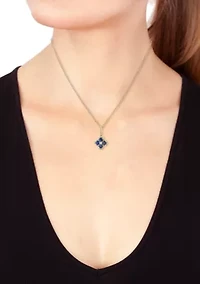 Natural Diamond and Sapphire Pendant Necklace in 14K Gold Over Silver