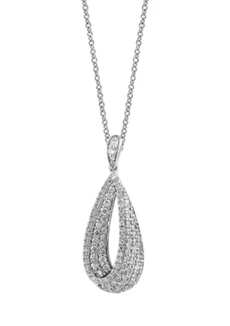 14K White Gold Diamond Pendant 